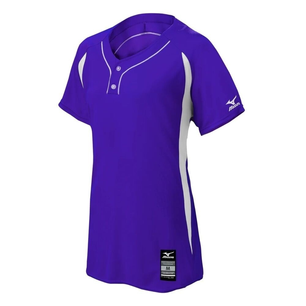 Mizuno Girls Elite 2-Button Game Jersey Purple Size Youth‎ Large NWT